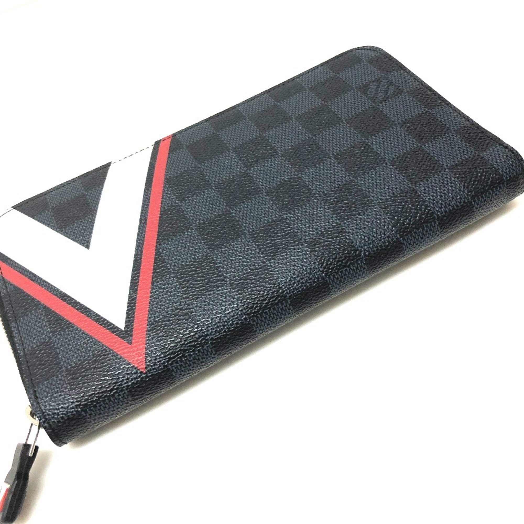 LOUIS VUITTON N64013 America's Cup 2017 Limited Zippy Organizer Round Zipper Long Wallet (With Coin Purse) Damier Ecobalt Canvas Men's Navy