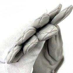 HERMES Jumbo Hook Motif Women's Gloves Leather Light Gray