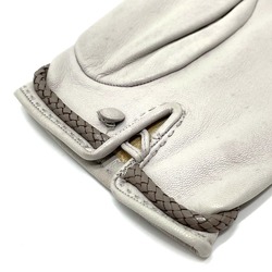 HERMES Jumbo Hook Motif Women's Gloves Leather Light Gray