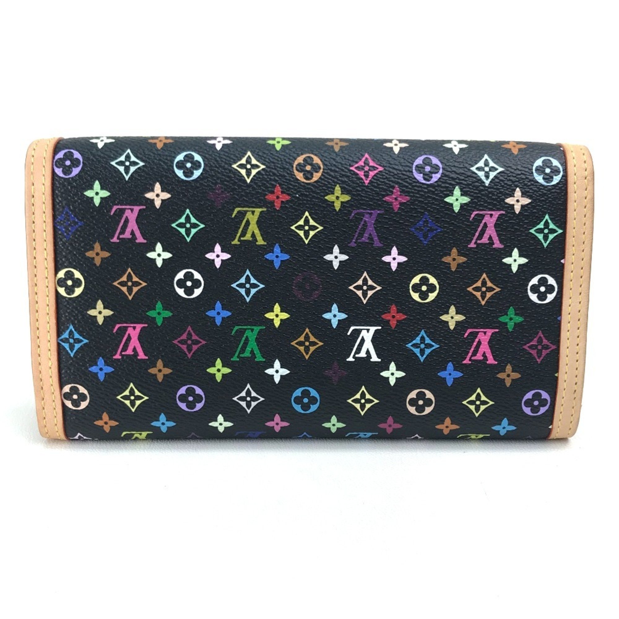 LOUIS VUITTON M92658 Monogram Multicolor Portefeuille International Long Wallet (With Coin Purse) Canvas Ladies Noir Black x