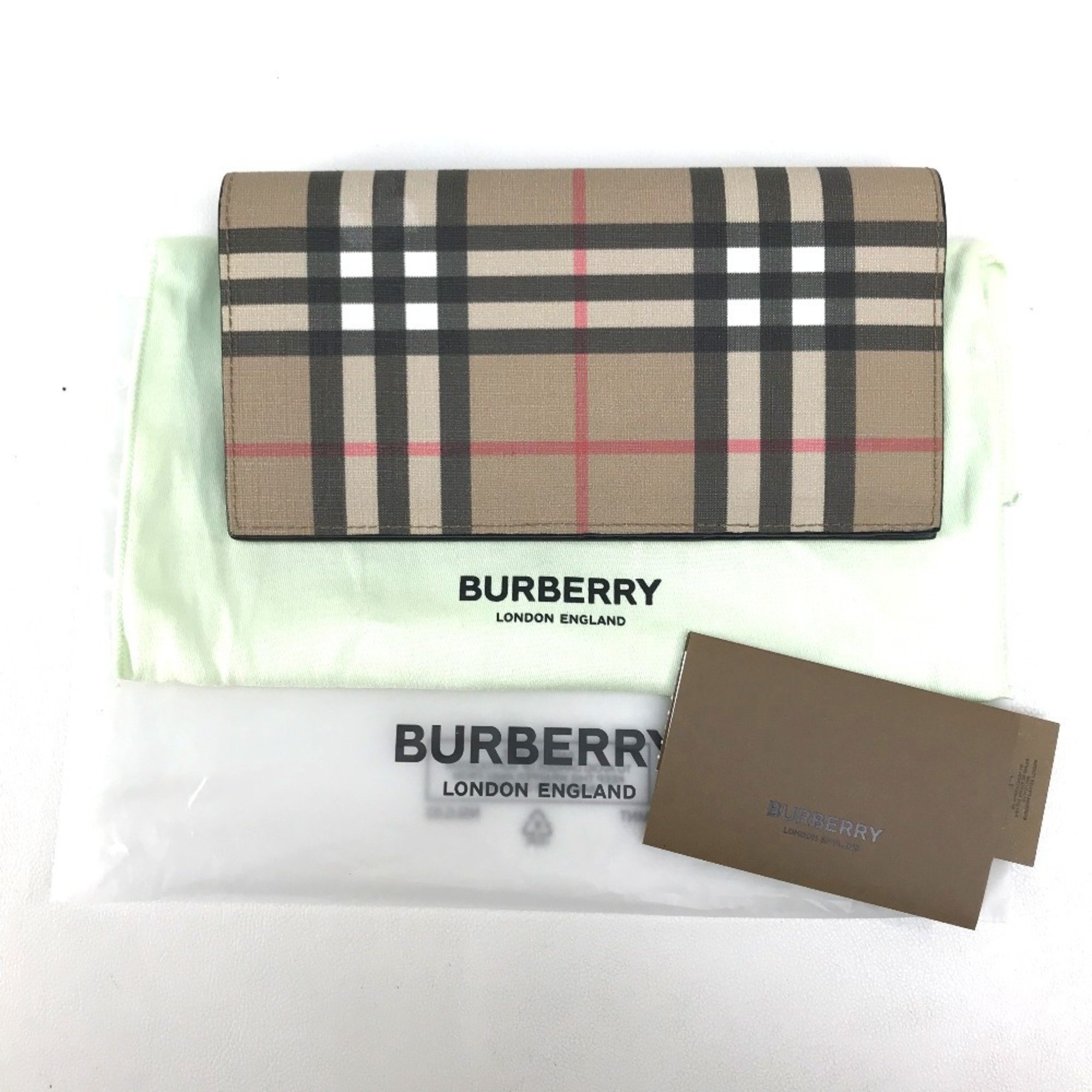 BURBERRY 8016613 Cavendish Vintage Check Long Wallet PVC/Leather Men's Beige/Black