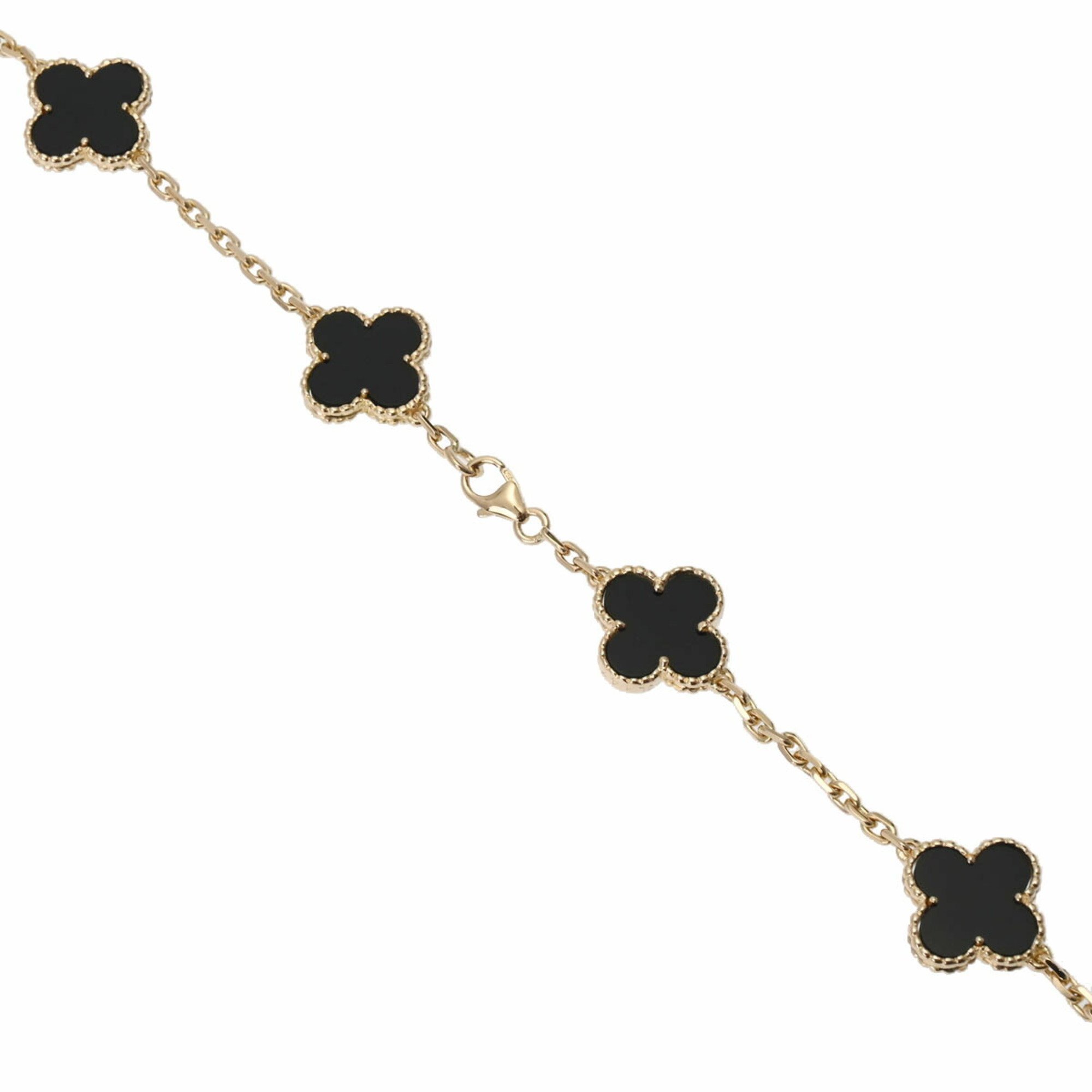 VAN CLEEF & ARPELS Alhambra Onyx 20 Motif Women's K18 Yellow Gold Necklace