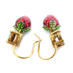 Miu MIUMIU Earrings Strawberry Metal/Stone Red x Green Gold Women's