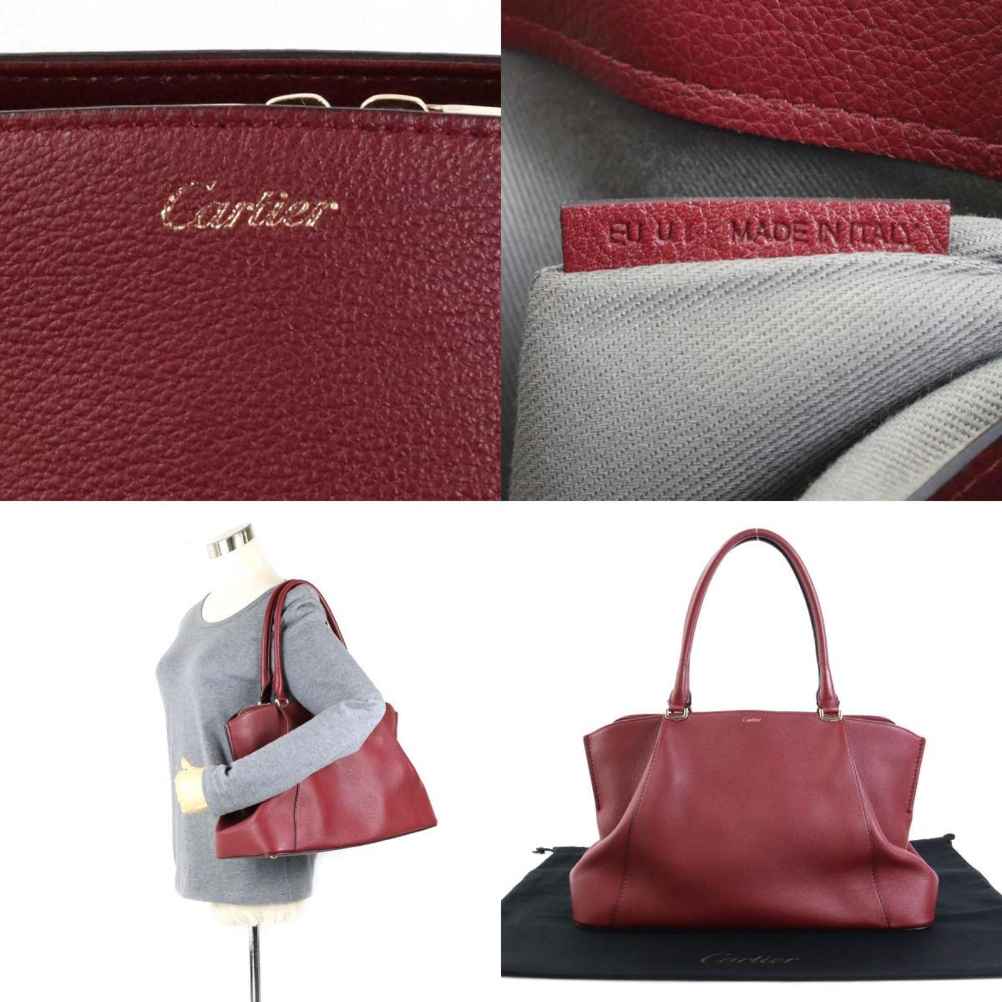 Cartier CARTIER shoulder bag C de MM leather red ladies