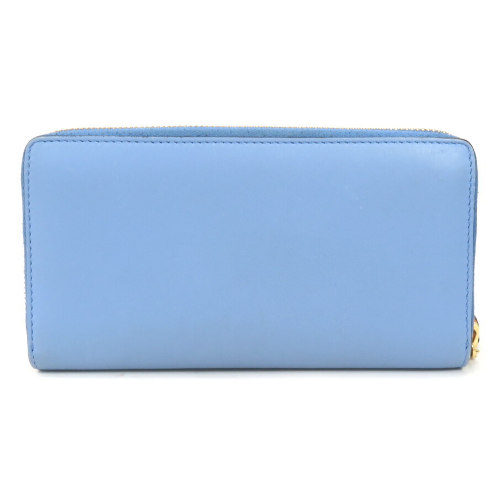 GUCCI round zipper long wallet leather blue unisex 453158
