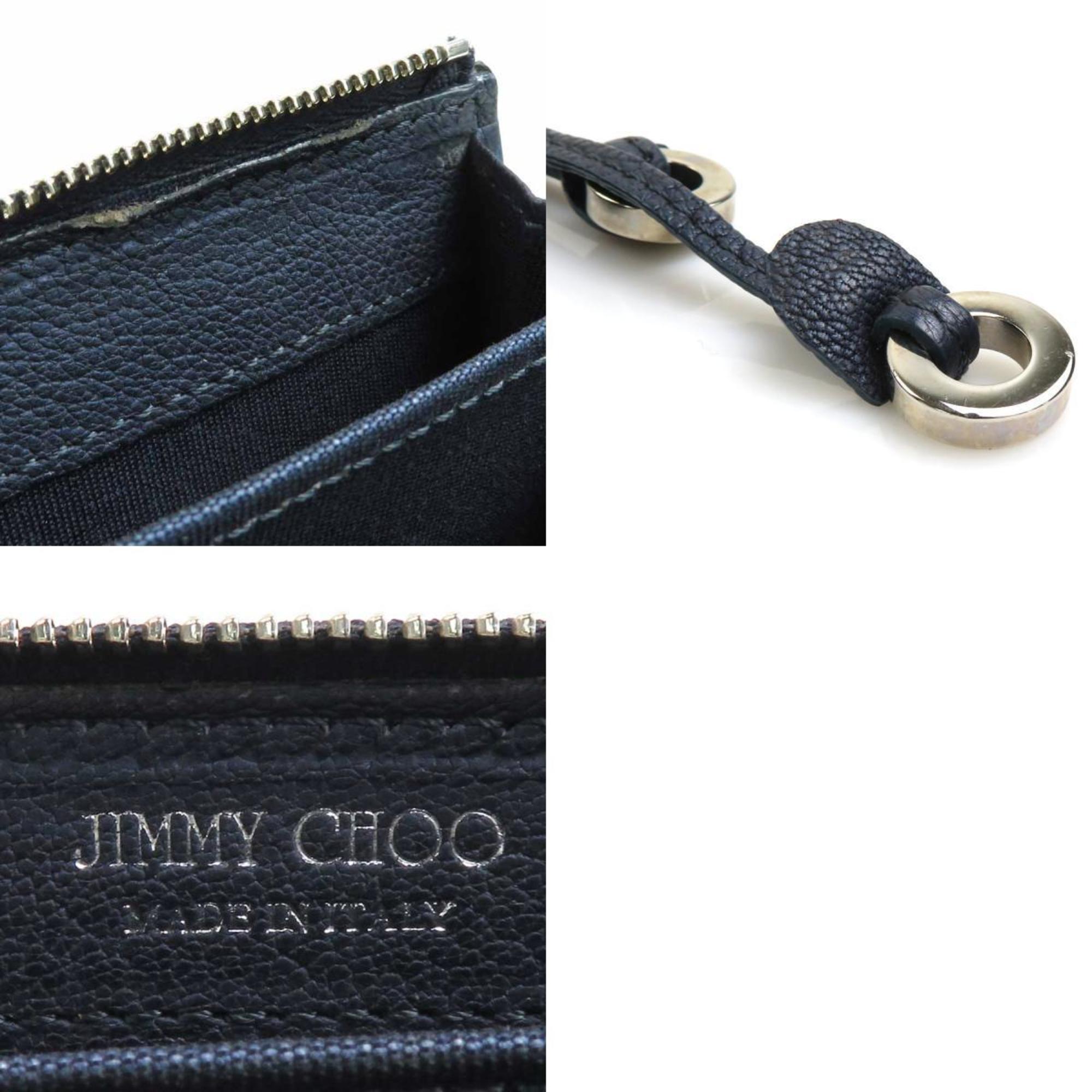 Jimmy Choo JIMMY CHOO Coin Case Leather/Metal Navy Unisex