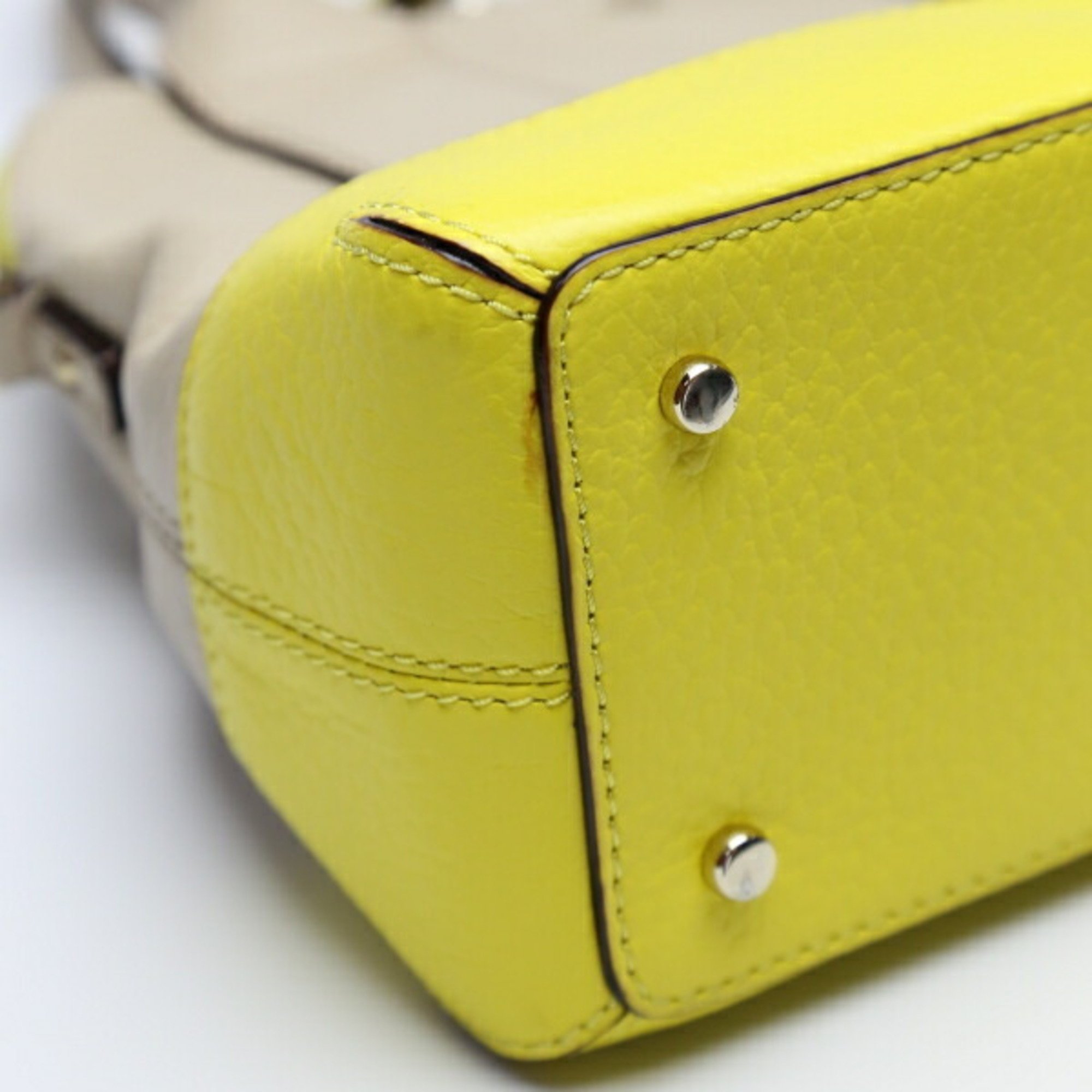 Kate Spade 2WAY Beige x Yellow Handbag with Shoulder Strap