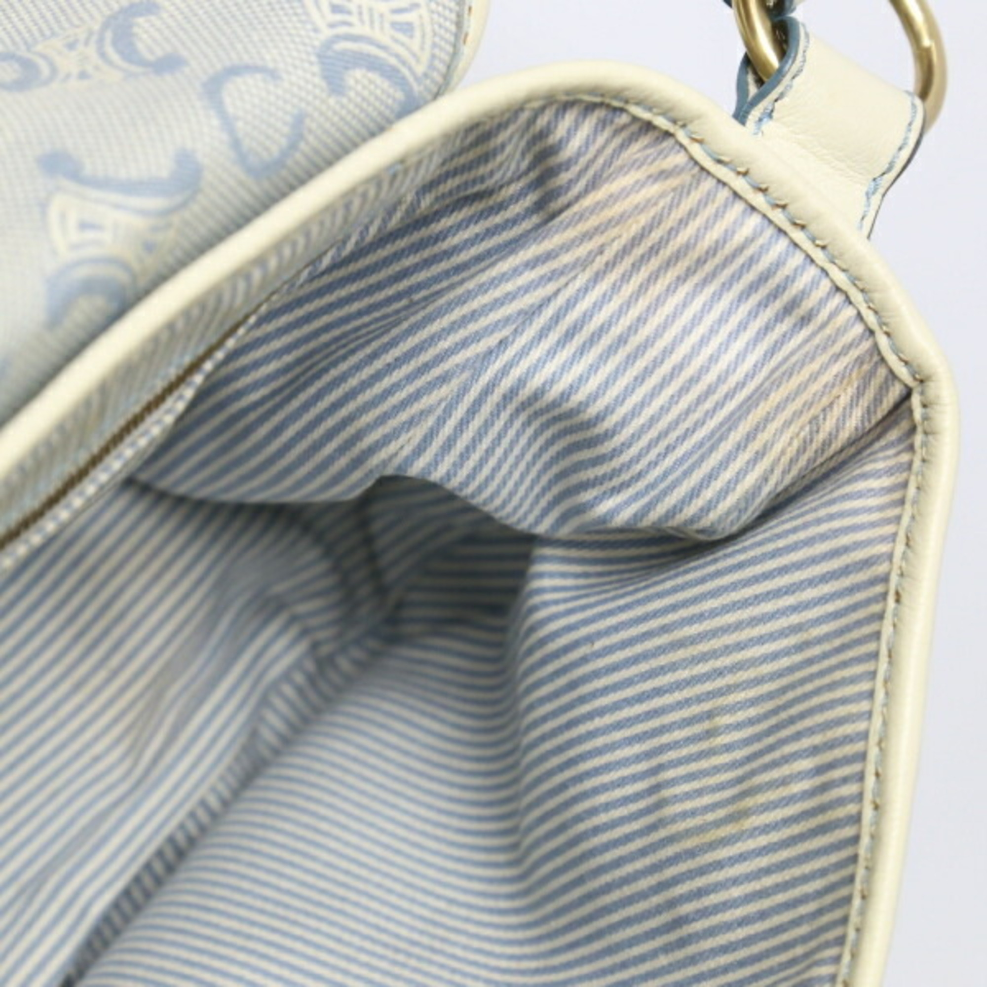 CELINE Canvas x Leather Crossbody Celine Light Blue Shoulder Bag