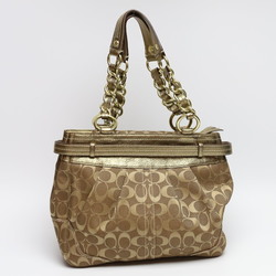 COACH Signature Canvas Chain Shoulder F0873 Coach Brown x Gold Bag