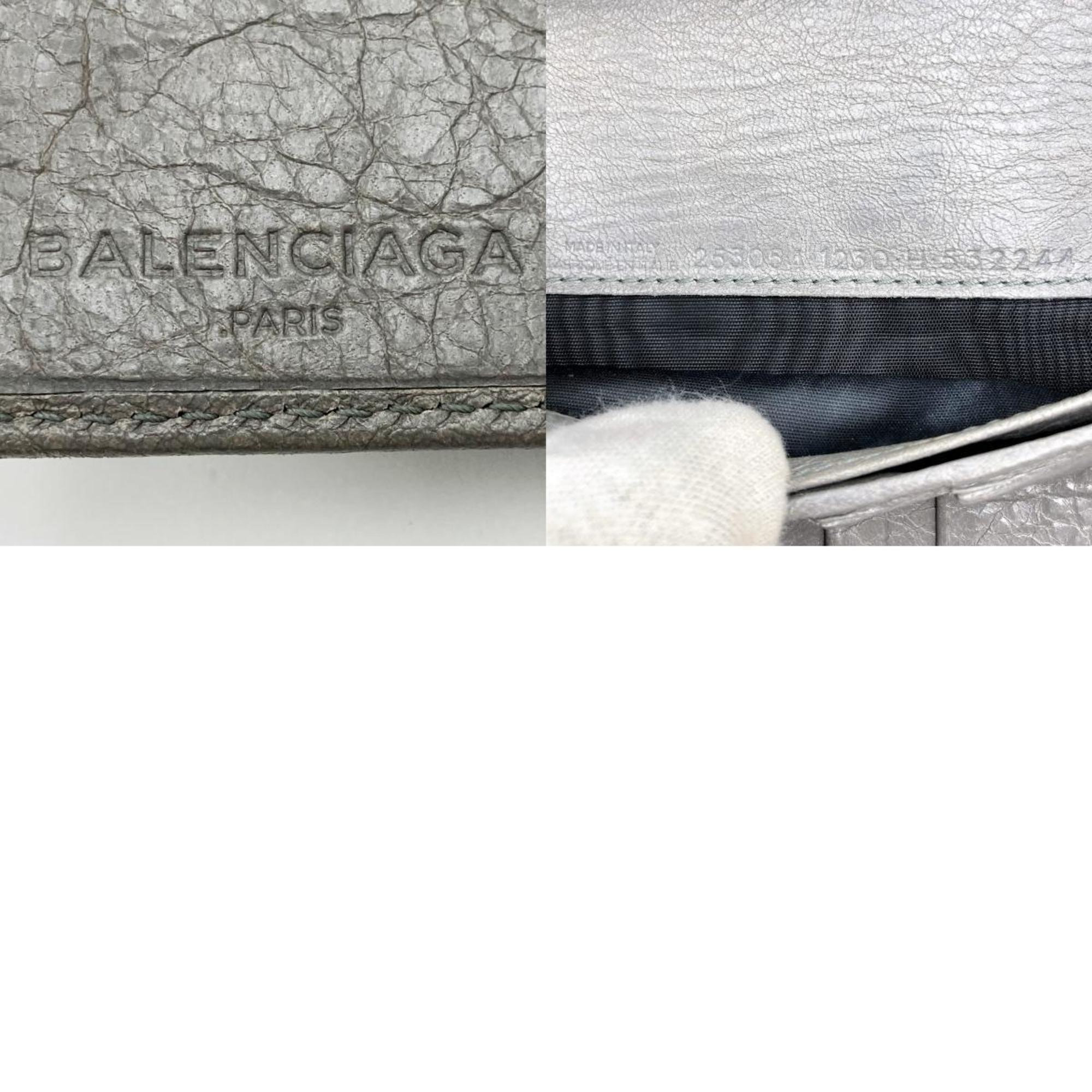BALENCIAGA Classic Continental Long Wallet Gray Leather Women's Men's Unisex 253038