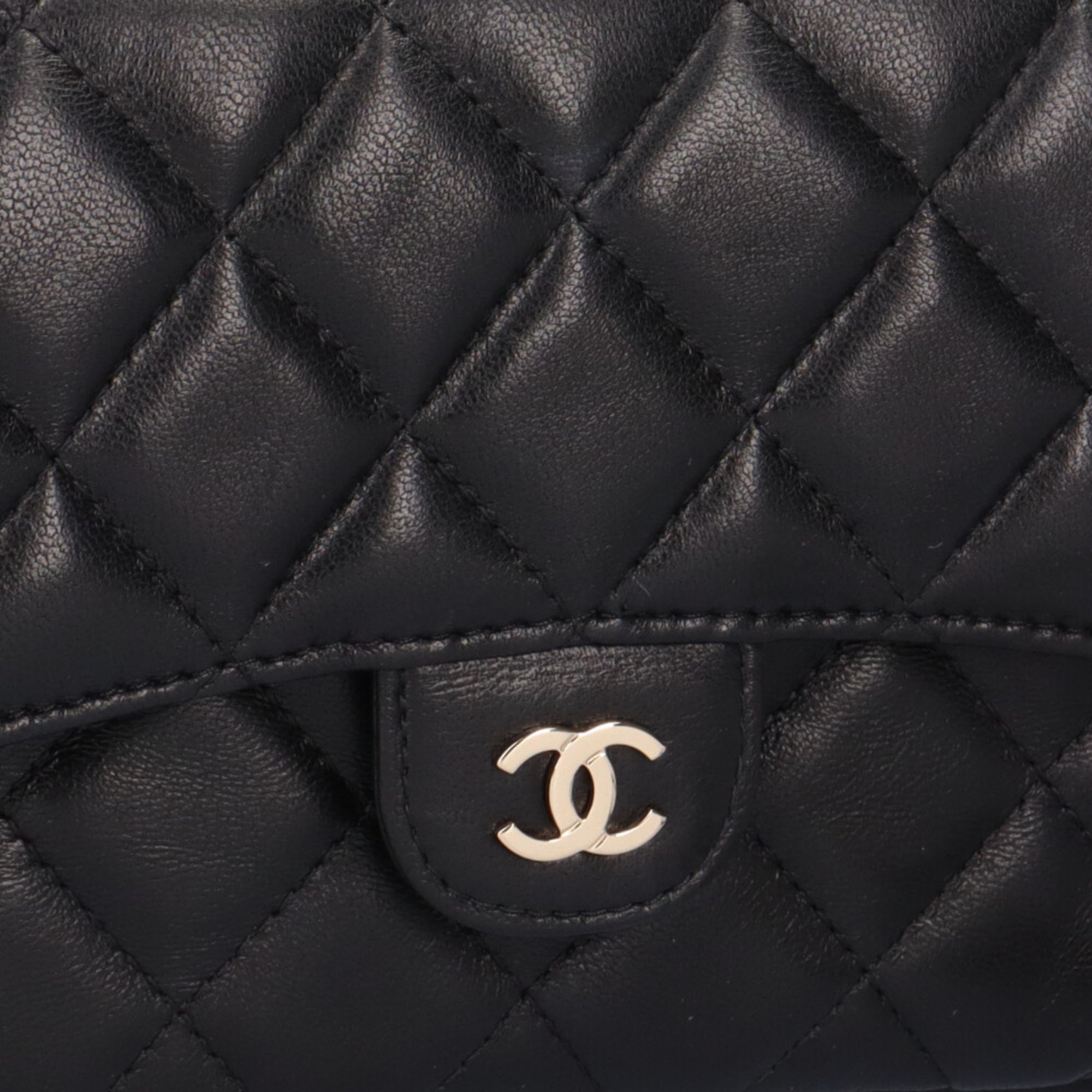 CHANEL Phone Case Matelasse Shoulder Bag Lambskin Black Ladies