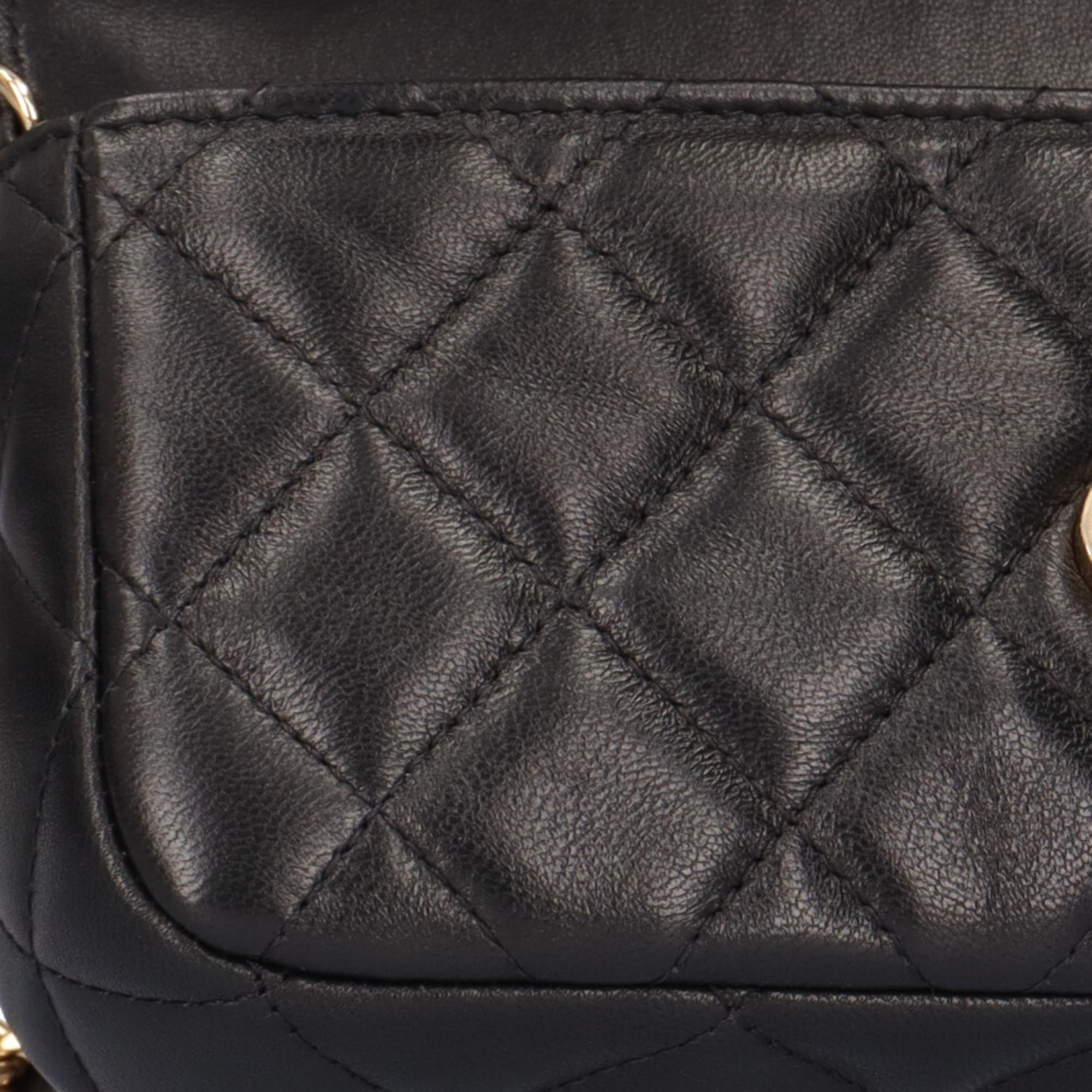 CHANEL Phone Case Matelasse Shoulder Bag Lambskin Black Ladies