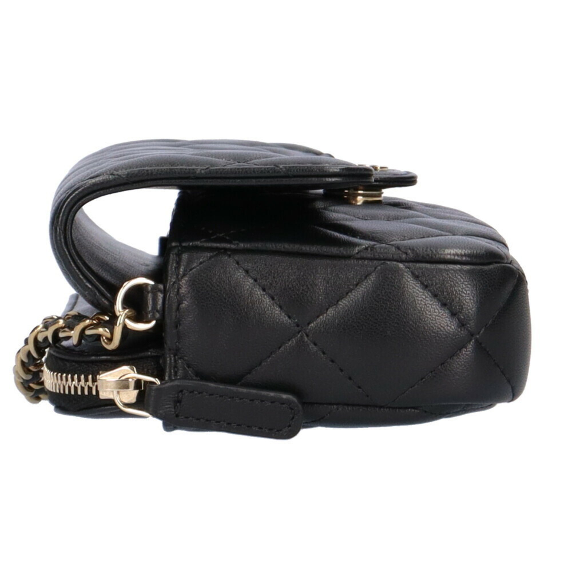 CHANEL Phone Case Matelasse Shoulder Bag Lambskin Black Ladies