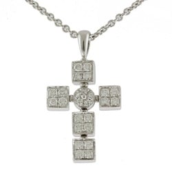 Bulgari Lucia Latin Cross Diamond Necklace 18K K18 White Gold Women's BVLGARI Bvlgari