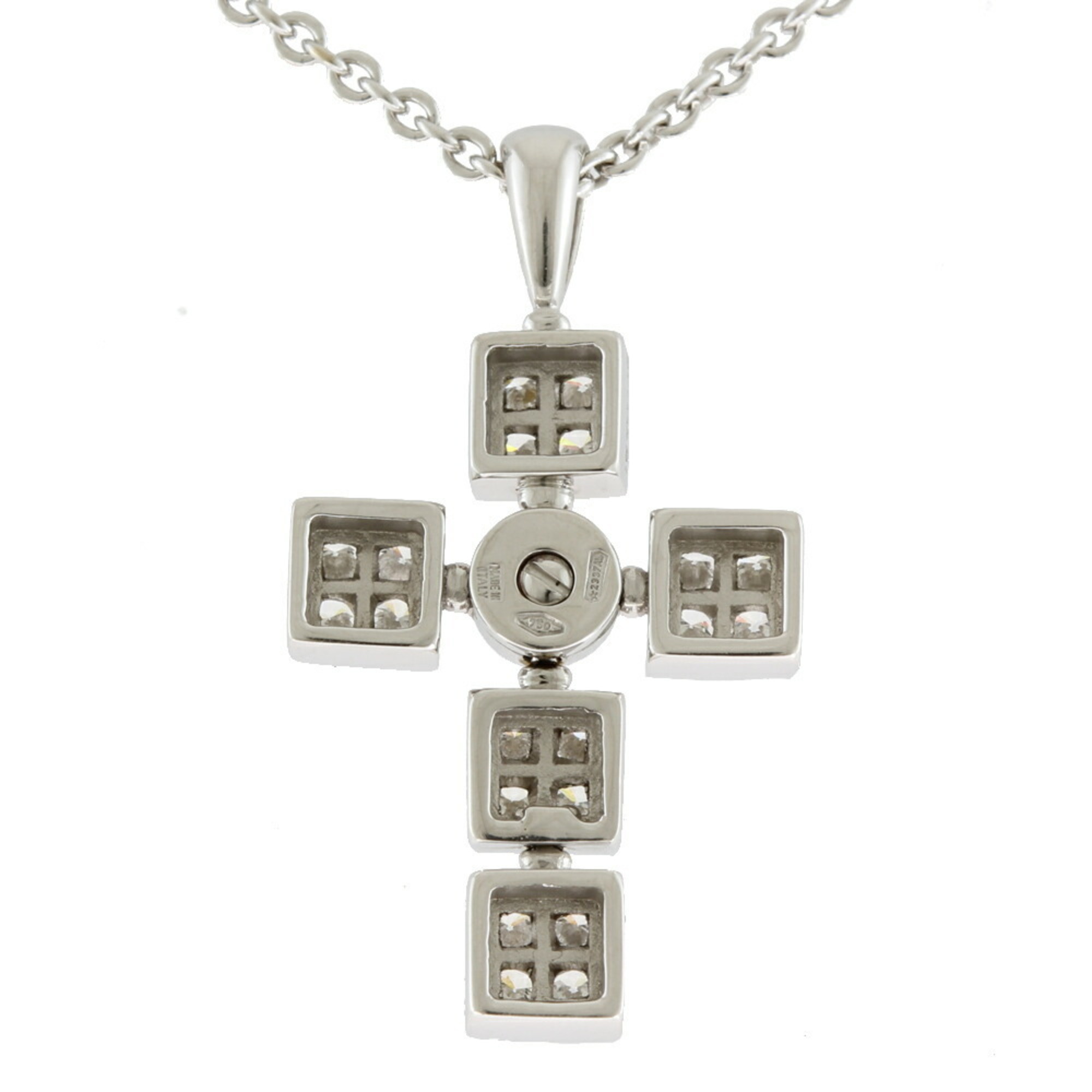 Bulgari Lucia Latin Cross Diamond Necklace 18K K18 White Gold Women's BVLGARI Bvlgari