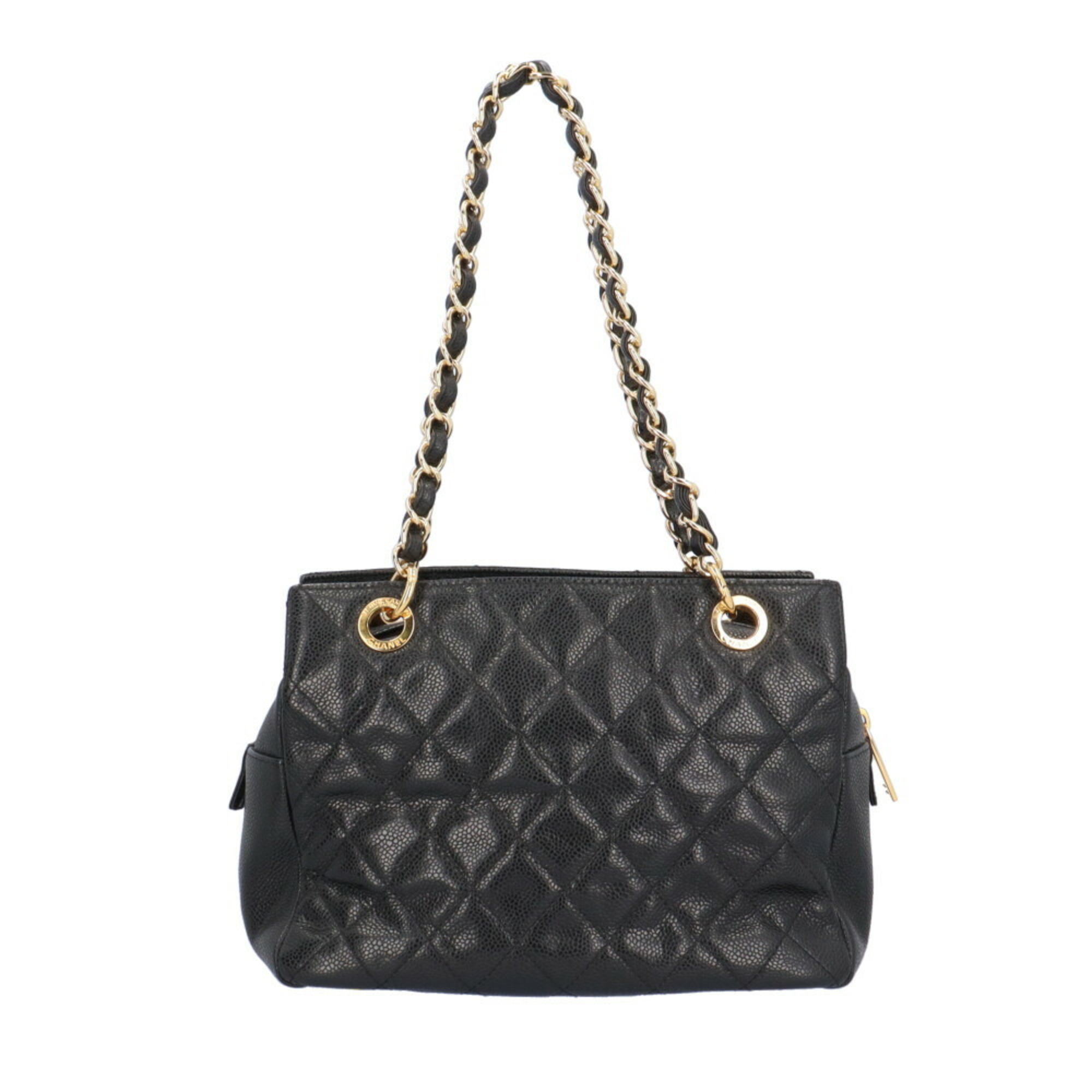 CHANEL PST Tote Matelasse Shoulder Bag Caviar Skin A18004 Black Women s eLADY Globazone