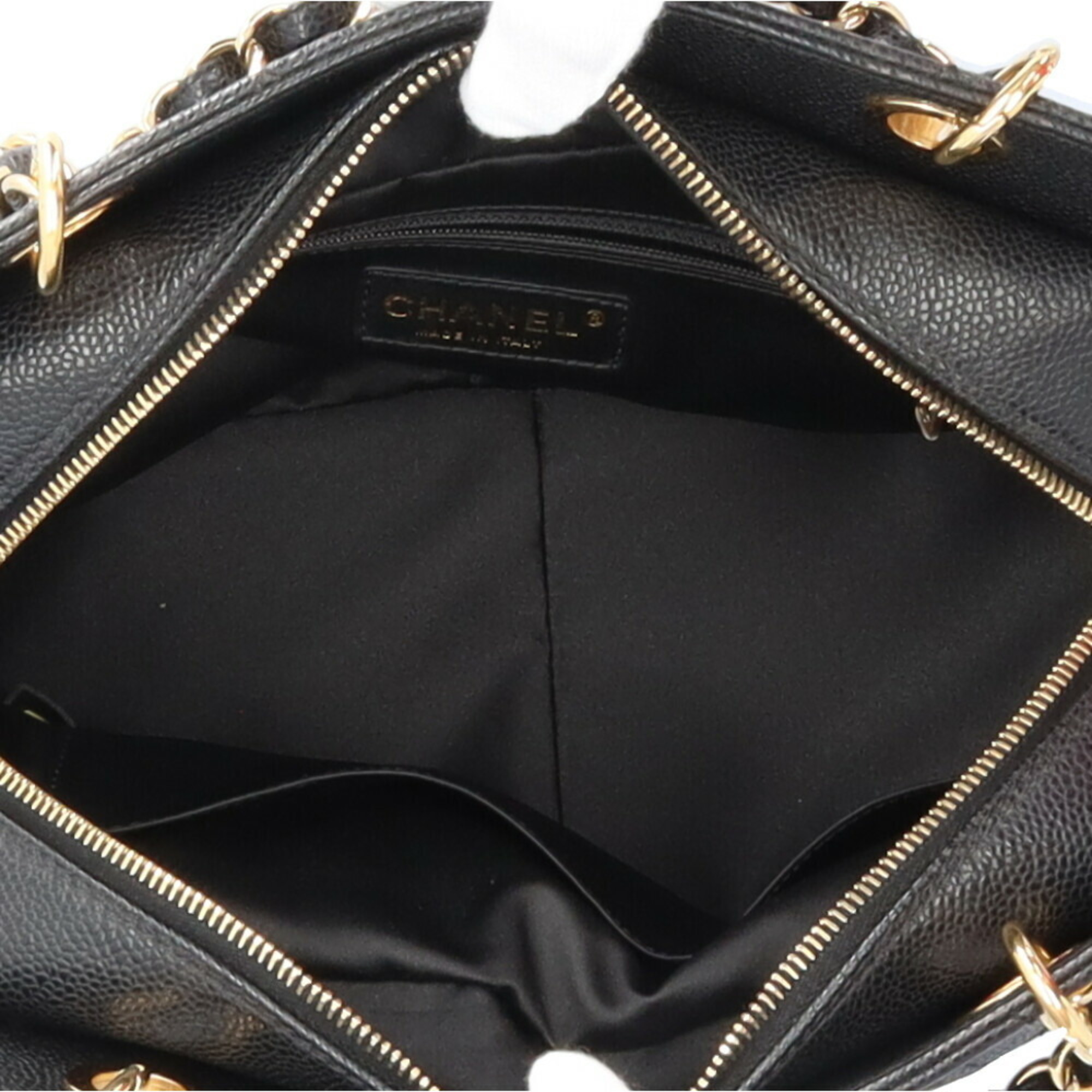 CHANEL PST Tote Matelasse Shoulder Bag Caviar Skin A18004 Black Women's