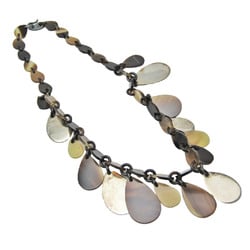 Hermes Buffalo Horn,Silver 925 Women's Necklace (Beige,Dark Brown,Silver)