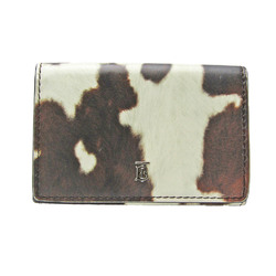 Burberry Continental Cow Print Women's Leather Wallet (tri-fold) Dark Brown,White