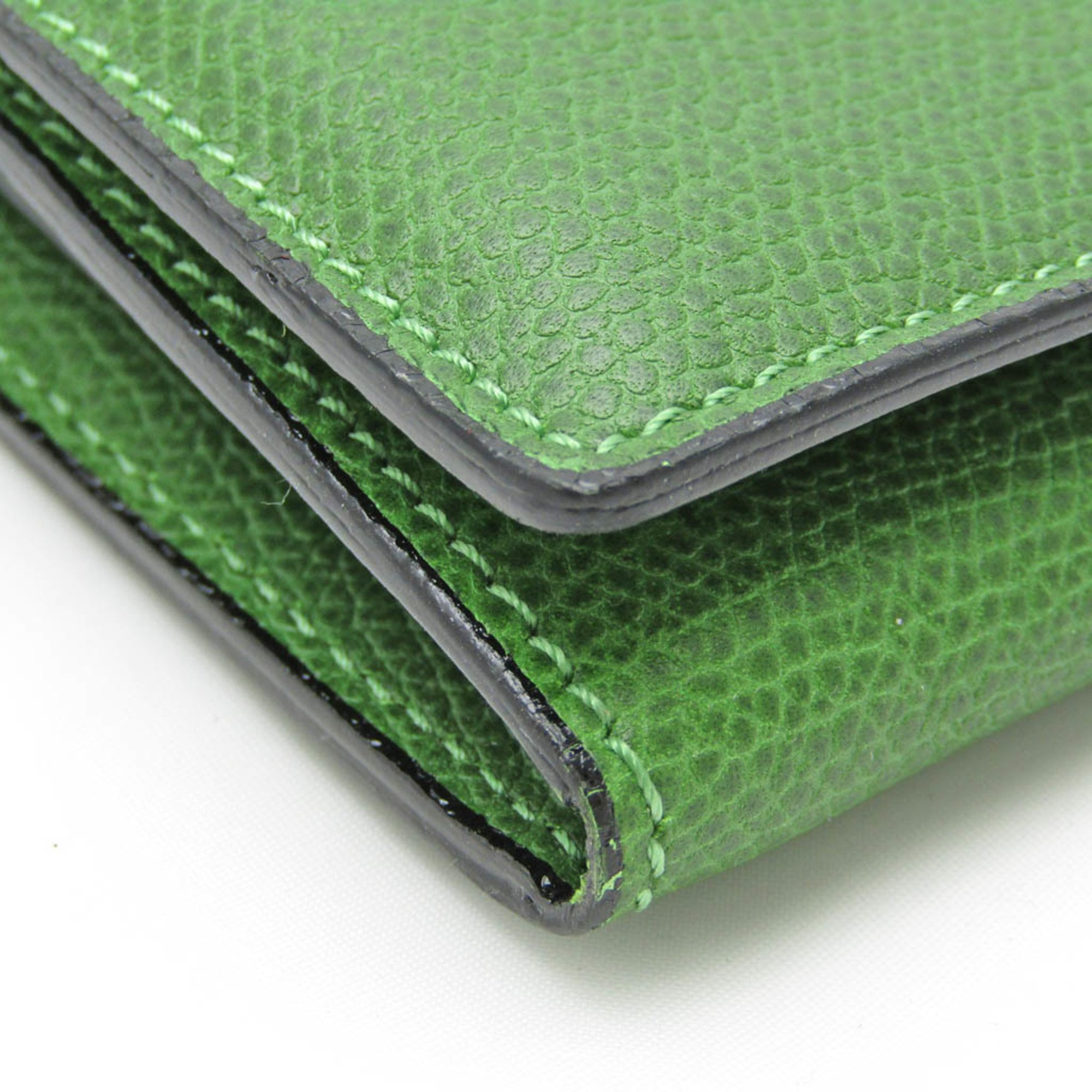 Valextra V9L13 Women's  Calfskin Long Wallet (bi-fold) Green