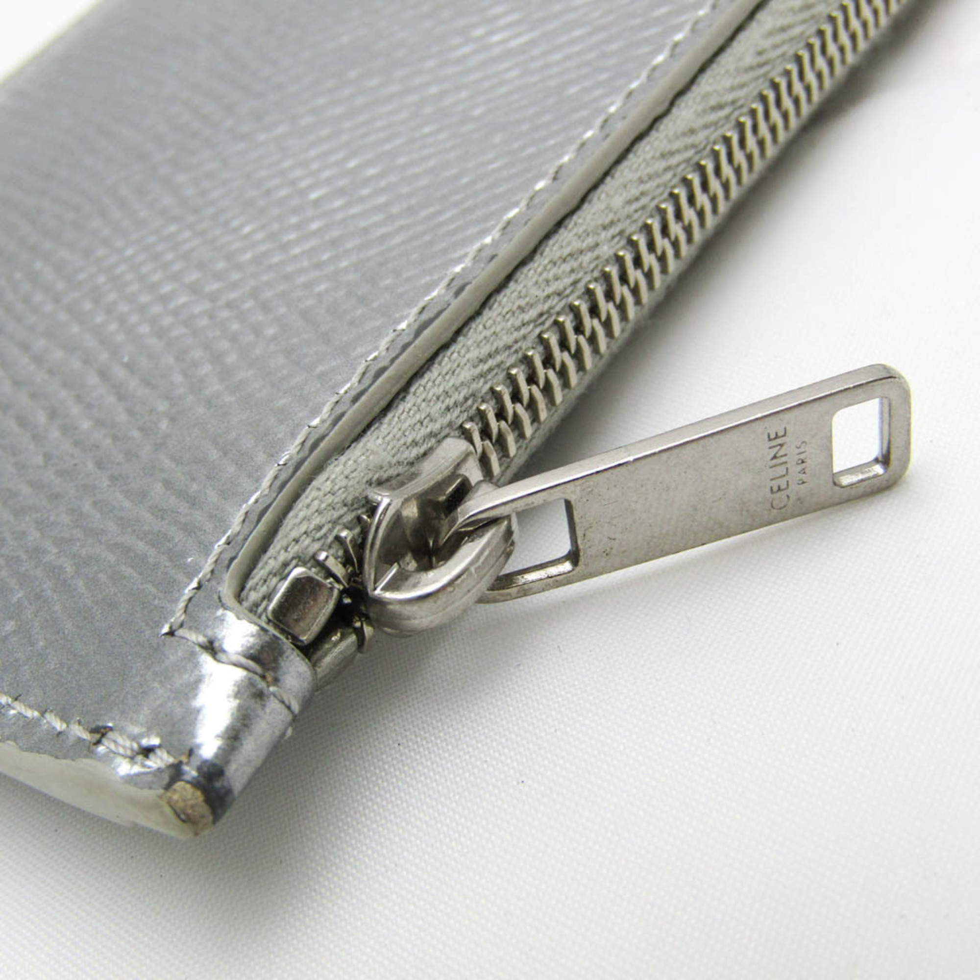 Celine Compact Zipped Card Holder 10B68 3BFQ Leather Card Case Silver