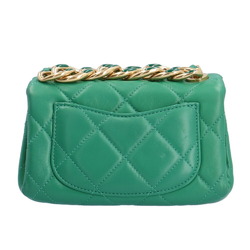 CHANEL Chain Shoulder Bag Lambskin Green Women's