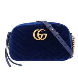 Gucci Marmont Shoulder Bag Velor 447632 Blue Women's GUCCI