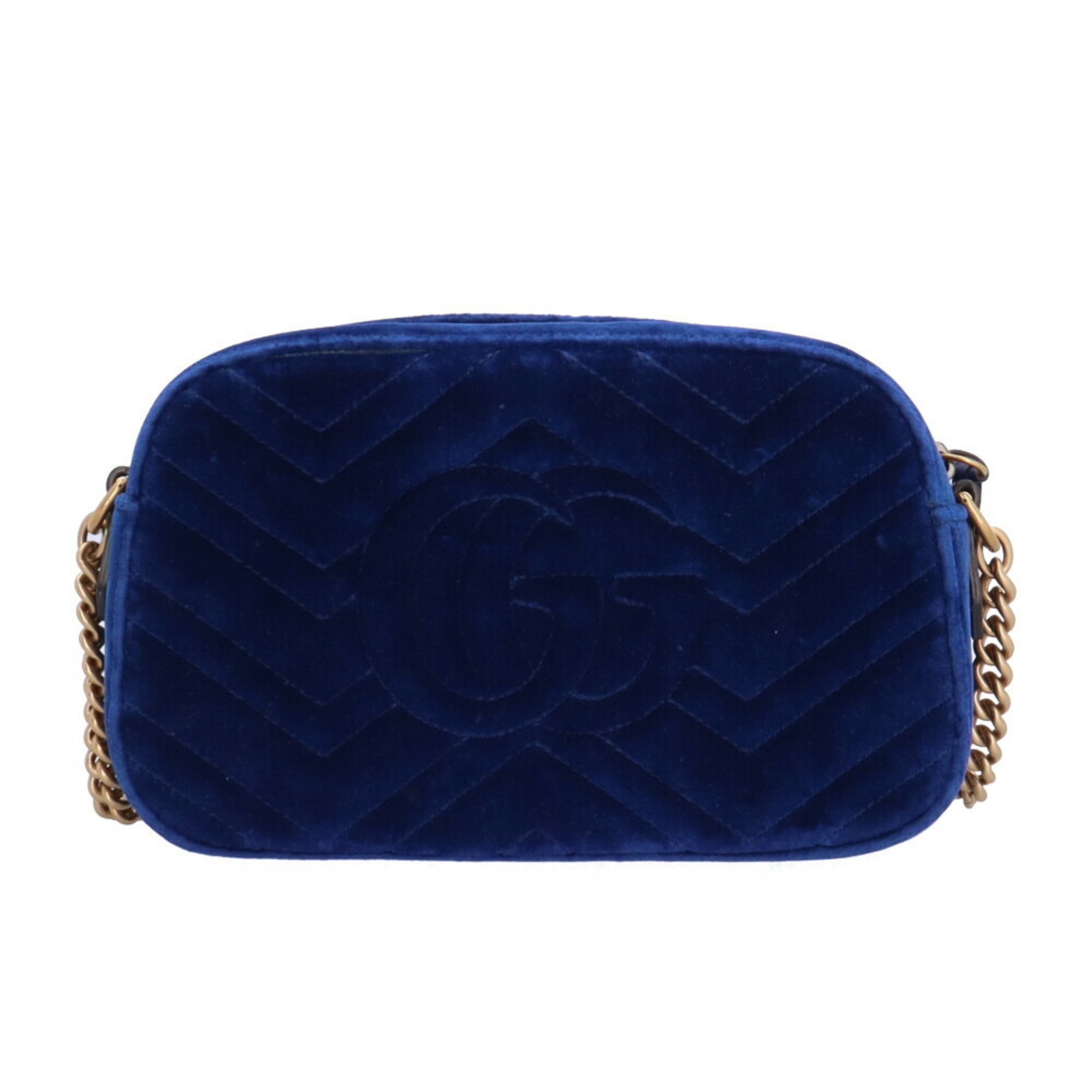 Gucci Marmont Shoulder Bag Velor 447632 Blue Women's GUCCI