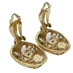 YVES SAINT LAURENT Earrings Women's Gold Round Openwork Pattern Egg Shape Curve Arabesque