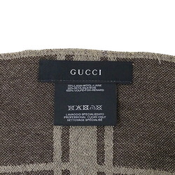 GUCCI Stole Women's Wool Brown 254017 Fox Fur GG Pattern Warm