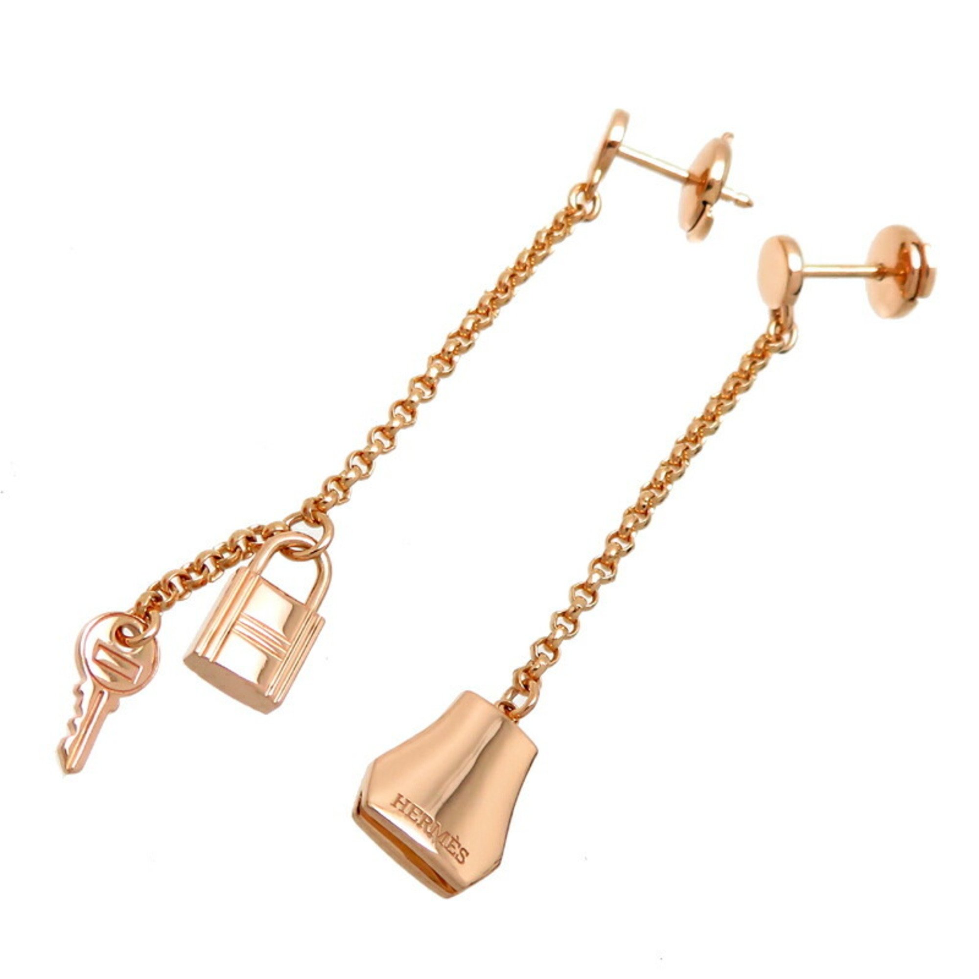 Hermes 750PG Kelly Crochette Women's Earrings 750 Pink Gold