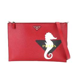 PRADA Saffiano 2way shoulder clutch bag leather red 2VH073 Clutch Shoulder Bag