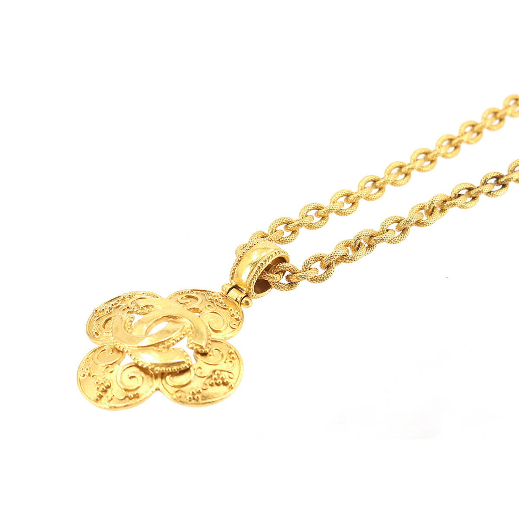 CHANEL Coco Mark Long Necklace Gold 96A Vintage Accessories