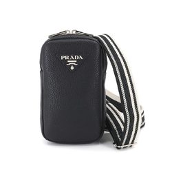 Prada PRADA mini shoulder bag leather black 1BP027 silver metal fittings Bag