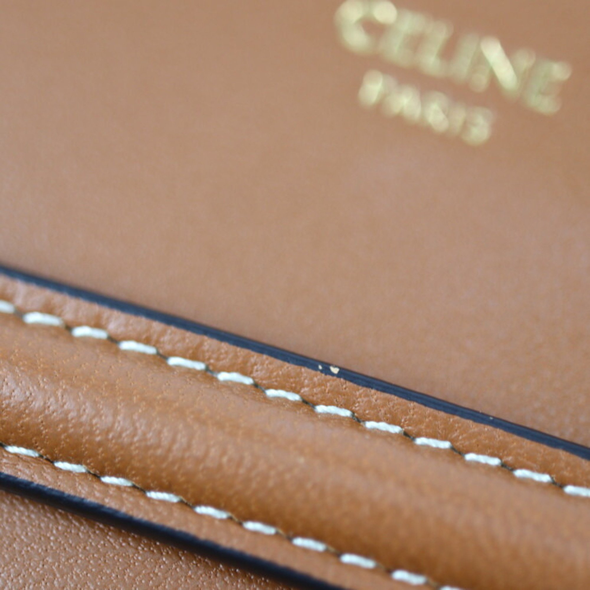 CELINE Phone Case Triomphe Shoulder Bag 10G332CQD.04LU PVC Leather Brown Mobile Pouch