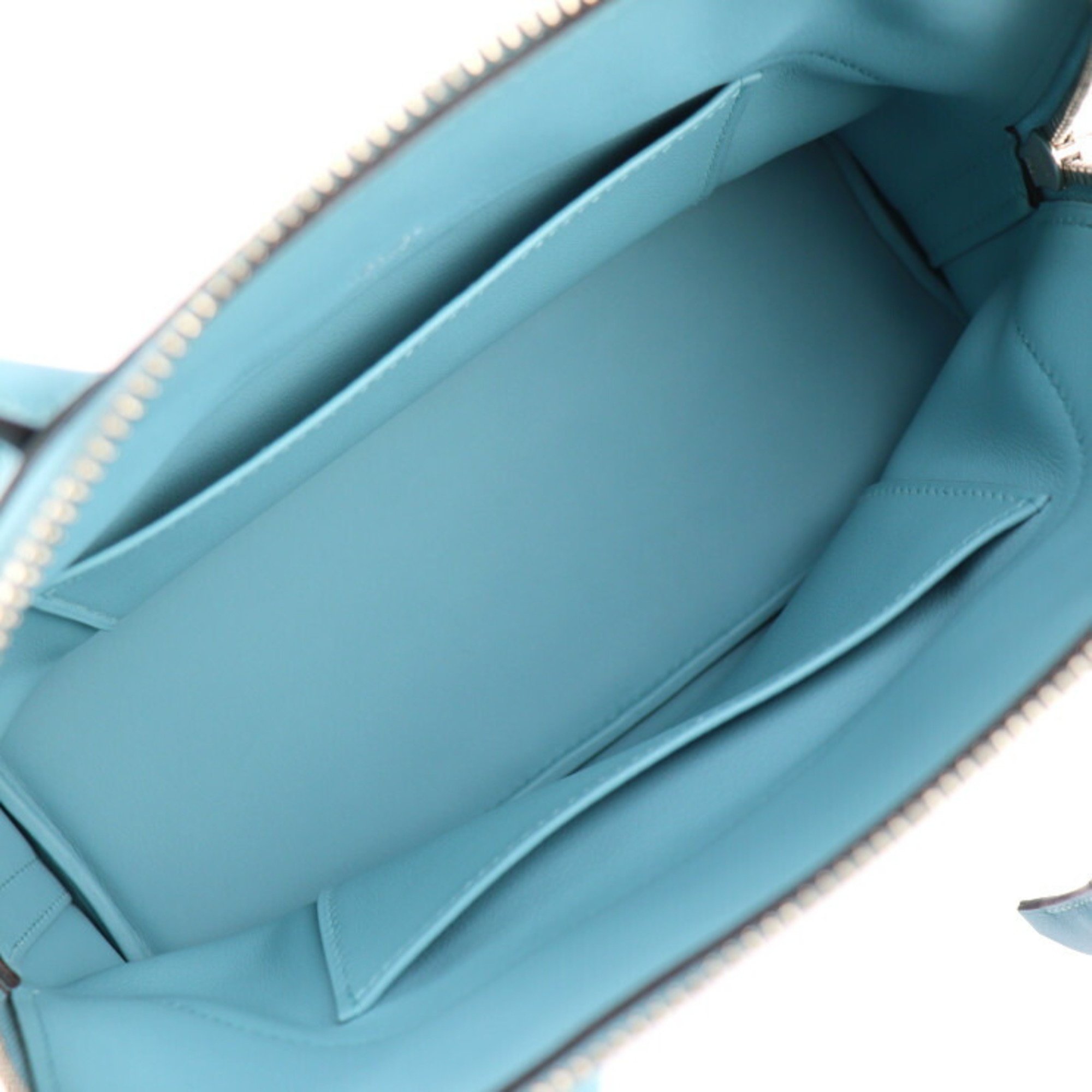 HERMES Bolide Sucre Handbag Vaux Swift Blue Atoll Silver Hardware T-engraved