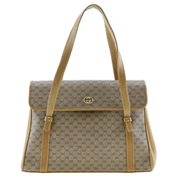 GUCCI Old Gucci Handbag Micro GG 46.000.4857 PVC Coated Canvas Made in Italy Beige Shoulder Magnetic Type Women's