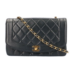 CHANEL Diana Chain Shoulder Bag Leather Black Women's