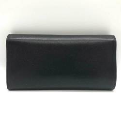 CHANEL Long Wallet Bifold Black Here Mark Ladies Leather