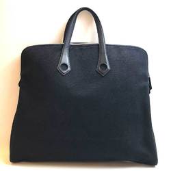 Hermes Bag Sac Ibou GM Black Handbag Tote Ladies Men's Canvas Toile Ash x Leather HERMES