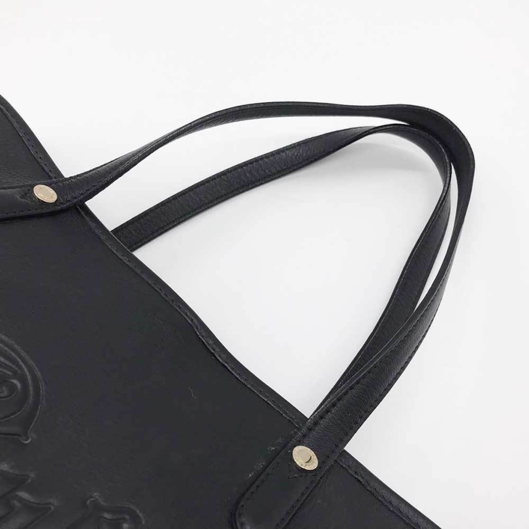 BVLGARI Tote Bag Collezione Hand Black Leather