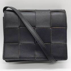 Bottega Veneta Intrecciato Cassette Shoulder Bag Leather Black BOTTEGAVENETA