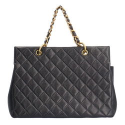 CHANEL Matelasse Handbag Caviar Skin Black Women's