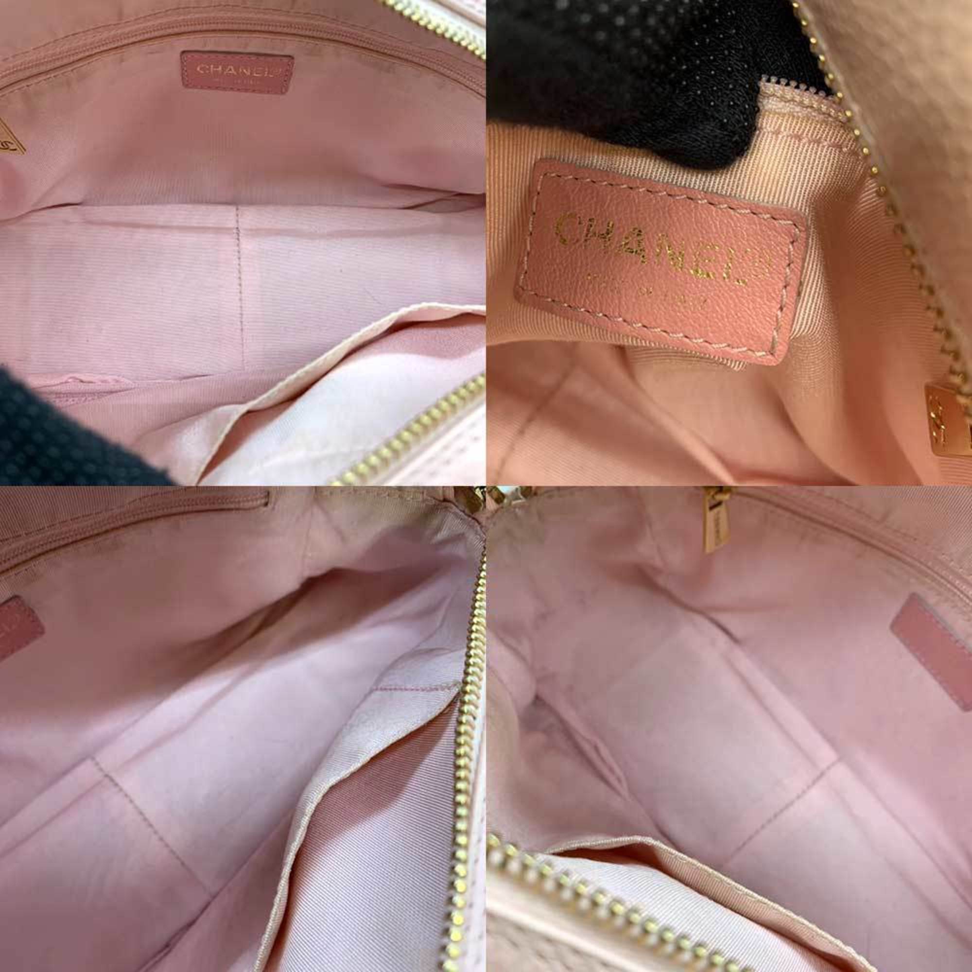 CHANEL Bag Matelasse Petit Timeless Chain Tote Pink Handbag Coco Mark Ladies Caviar Skin Leather A18004