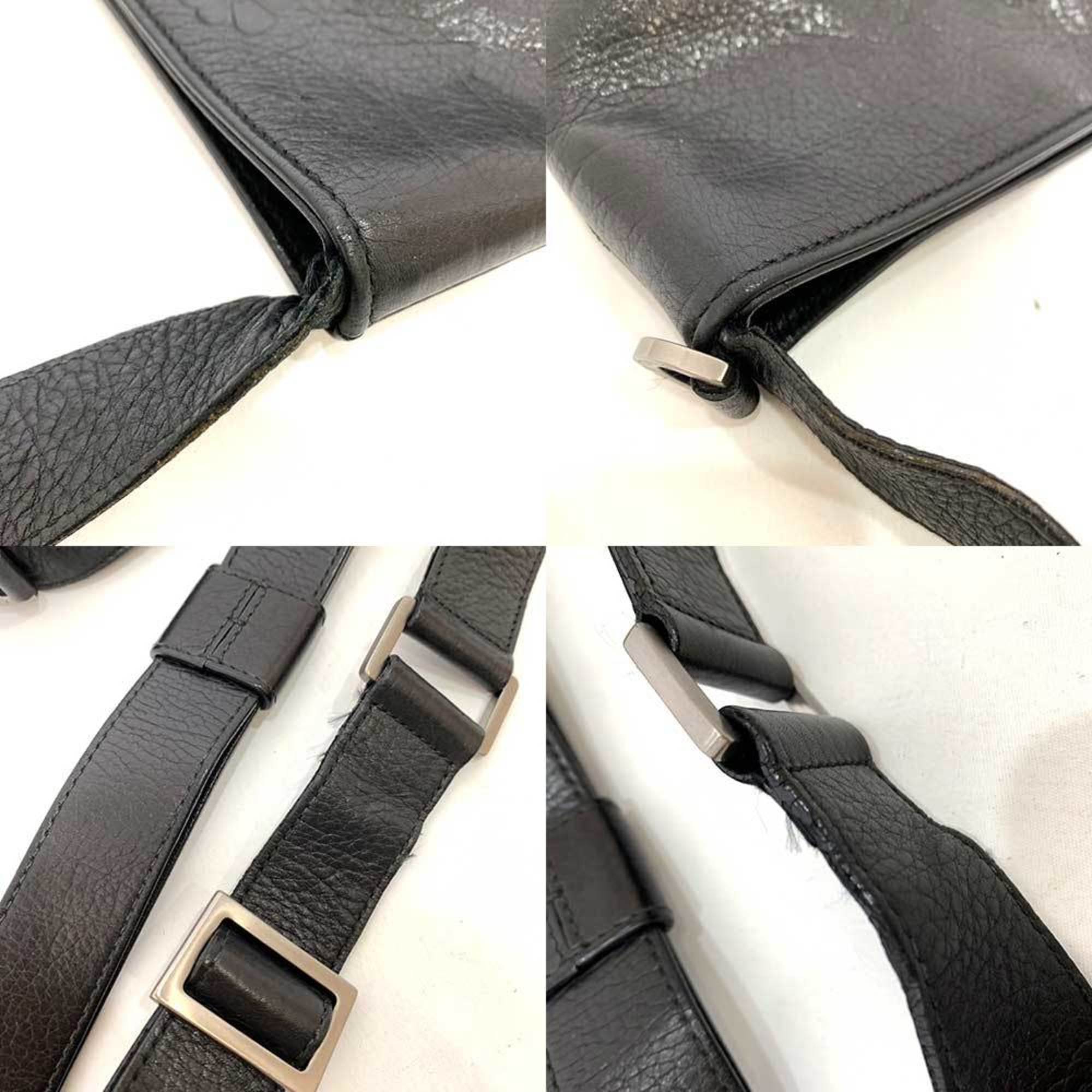 Bulgari Bag Collezione Shoulder Black Crossbody Square Men's Women's Leather 30186 BVLGARI