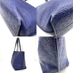 LOEWE Bag T Shopper Navy Repeat Anagram Tote Ladies Leather
