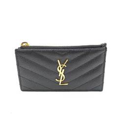 Saint Laurent Wallet Monogram Fragment Case Black Coin Card YSL Square Zip Ladies Leather 607915 SAINTLAURENT