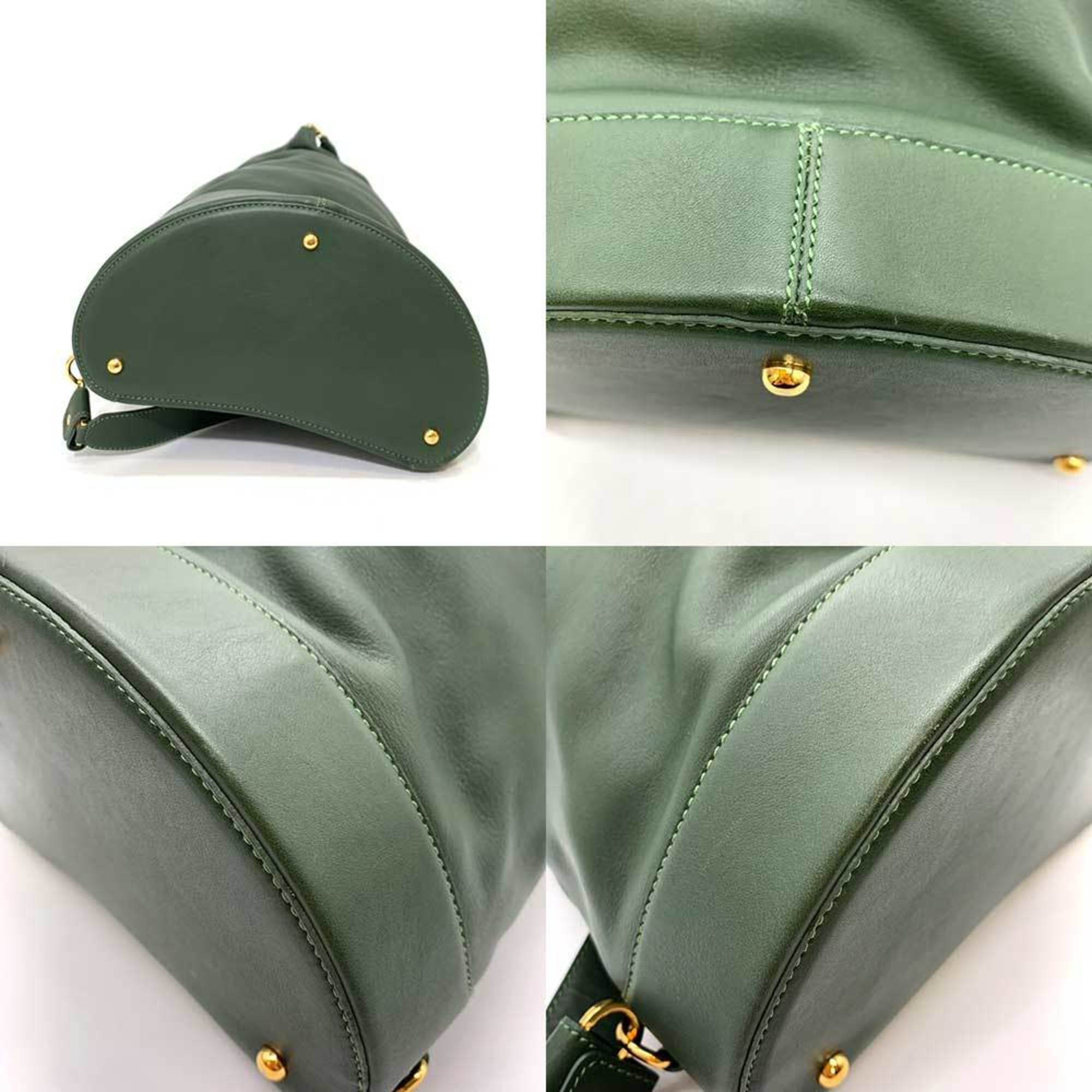 LOEWE Bag Anton Shoulder Khaki Green Anagram Men Women Leather