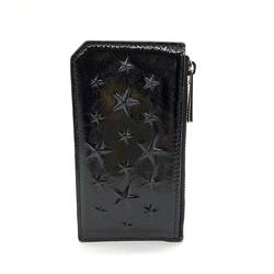 Jimmy Choo Accessories Fragment Case Black Coin Purse Card Flat Star Studs Ladies Enamel x Leather JIMMYCHOO