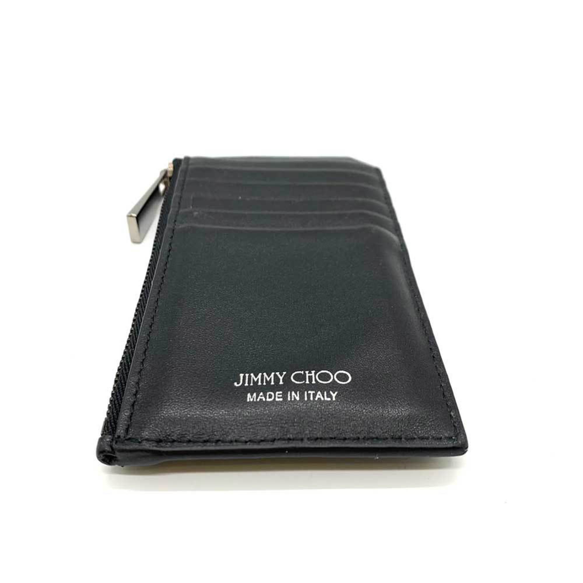 Jimmy Choo Accessories Fragment Case Black Coin Purse Card Flat Star Studs Ladies Enamel x Leather JIMMYCHOO